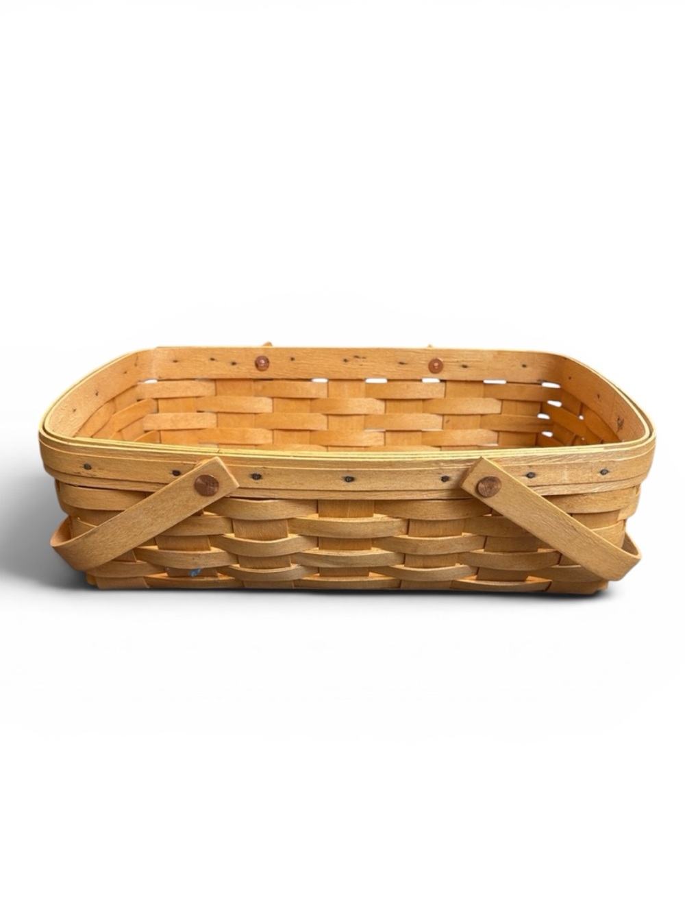 Longaberger Medium Gathering Basket 14” Vintage Double Swing Handles